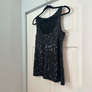 Express Black Sequin Tank Top Size M | Party Evening Top | Minor Flaw